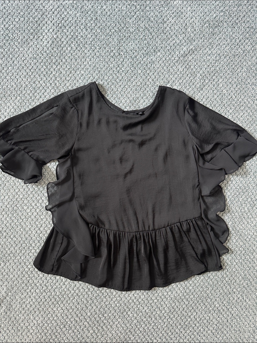 Who What Wear Black Ruffled Peplum Blouse